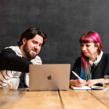Matt and Gemma at the table